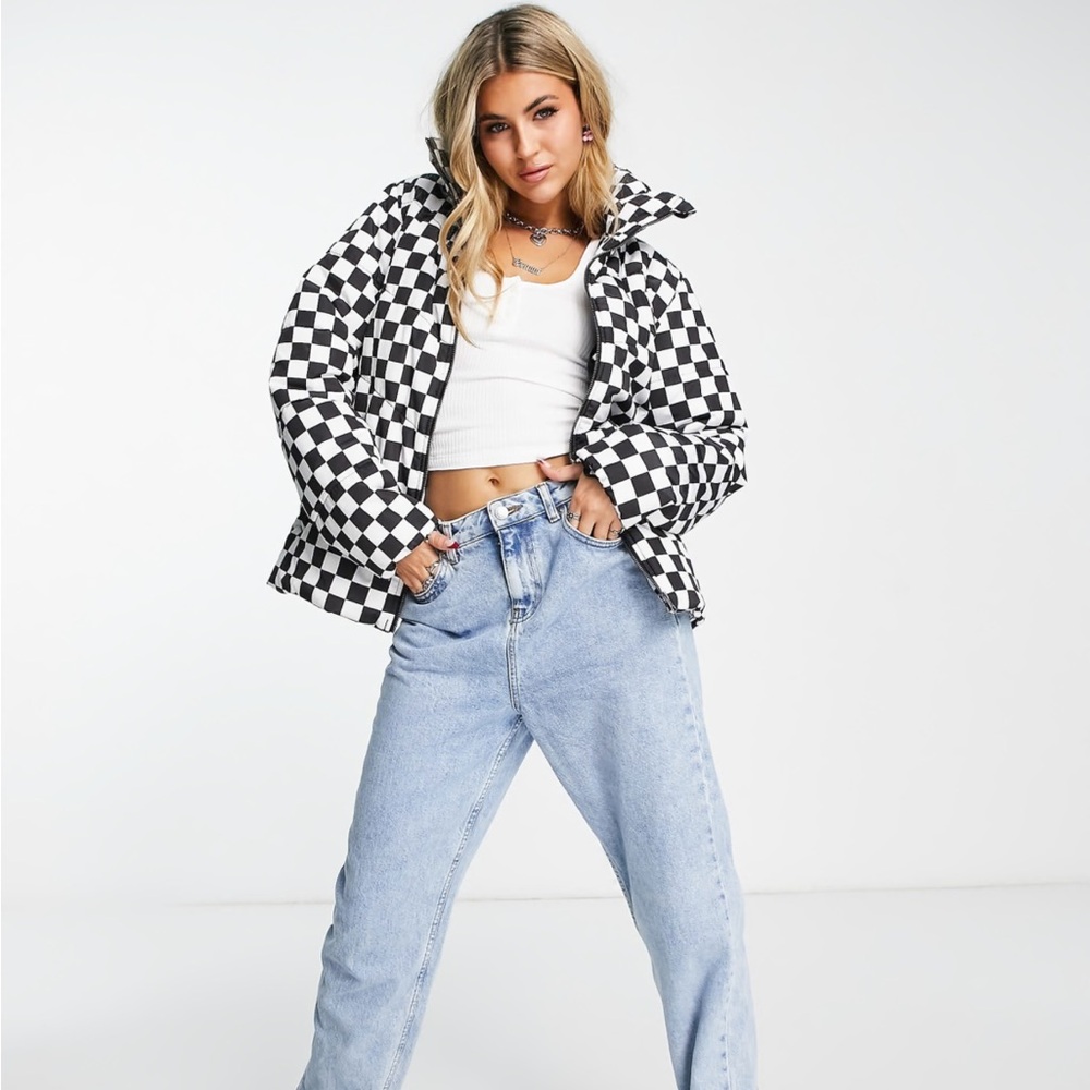 VANS foundry checkerboard print puffer jacket